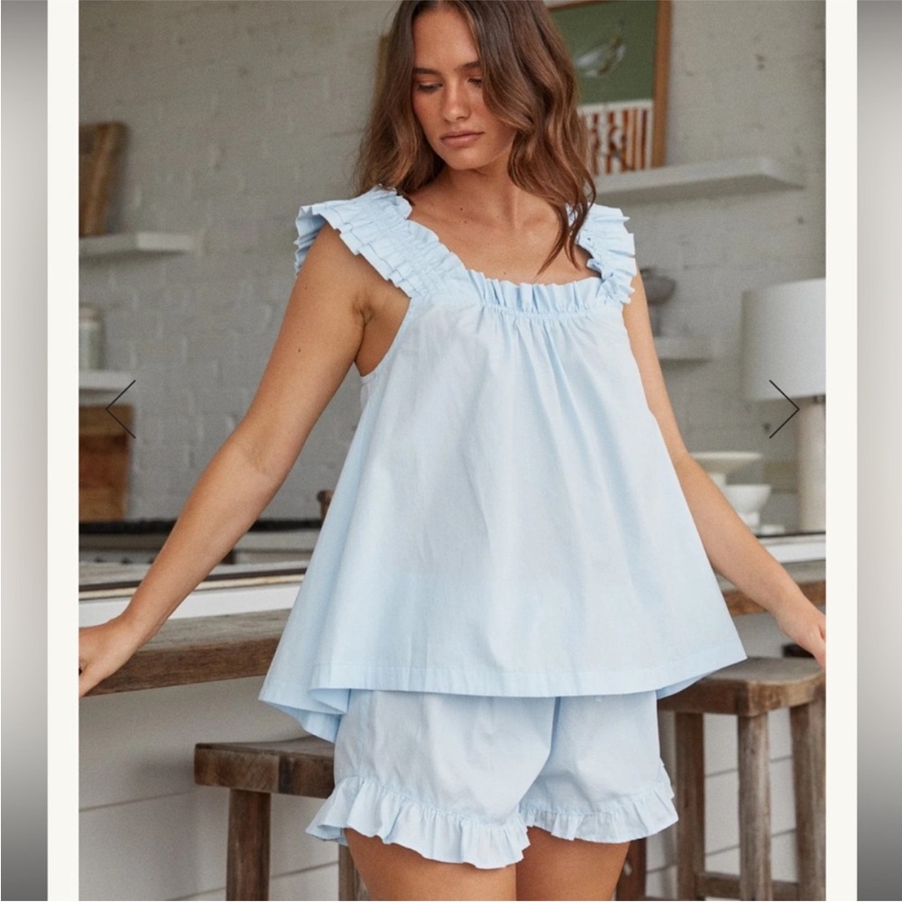 Piyama light blue Ruffle Set Sz M